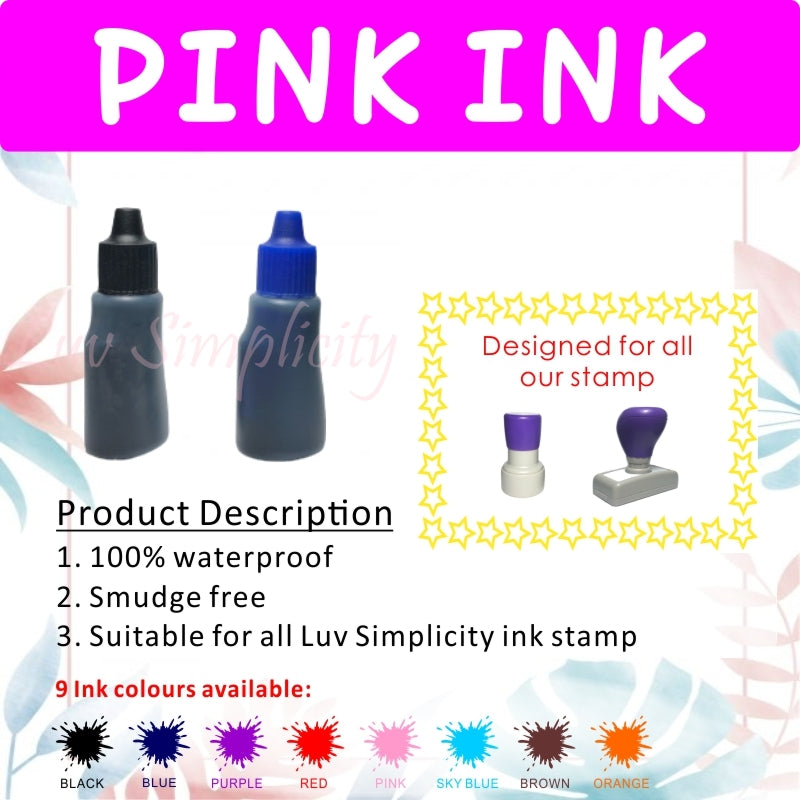Refill ink / 10ml bottle / Oil based / Waterproof / Smudge free / Permanent / Name stamp / Rubber stamp / Compay stamp