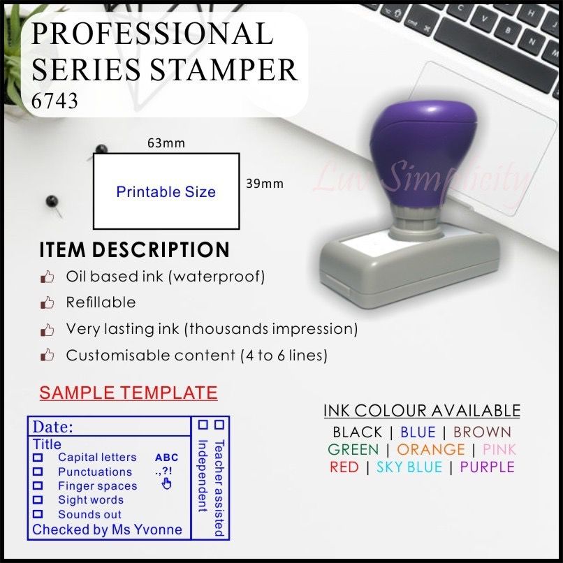 Personalised Ink Stamp / Rubber stamp / Refillable / Pre-inked / Self inking / Name stamp / Teacher / company stamp