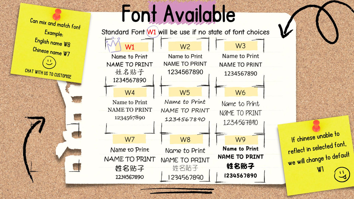 Personalised Name sticker M size 33pcs/set