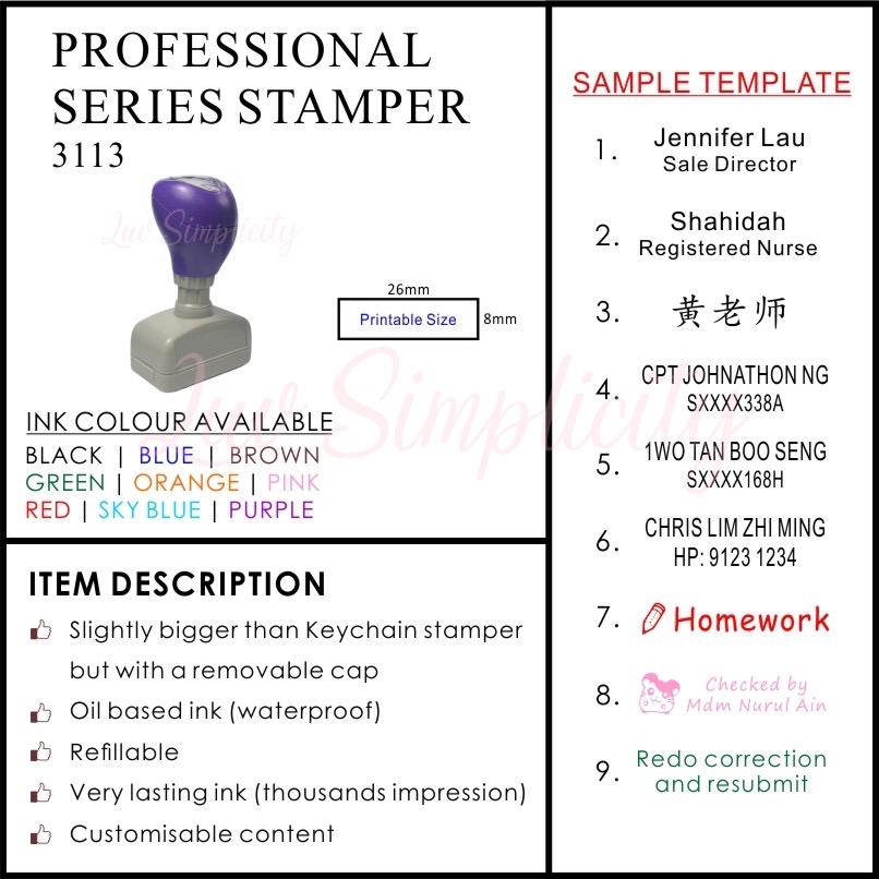 Personalised Ink Stamp / Rubber stamp / Refillable / Pre-inked / Self inking / Name stamp / Teacher / company stamp