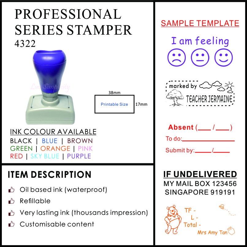 Personalised Ink Stamp / Rubber stamp / Refillable / Pre-inked / Self inking / Name stamp / Teacher / company stamp
