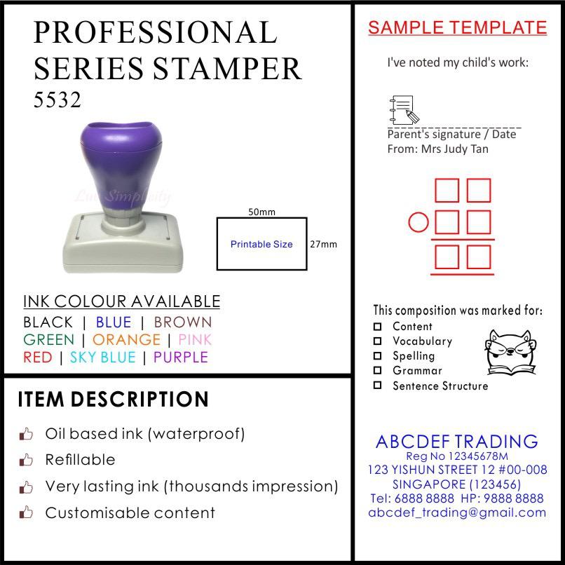 Personalised Ink Stamp / Rubber stamp / Refillable / Pre-inked / Self inking / Name stamp / Teacher / company stamp